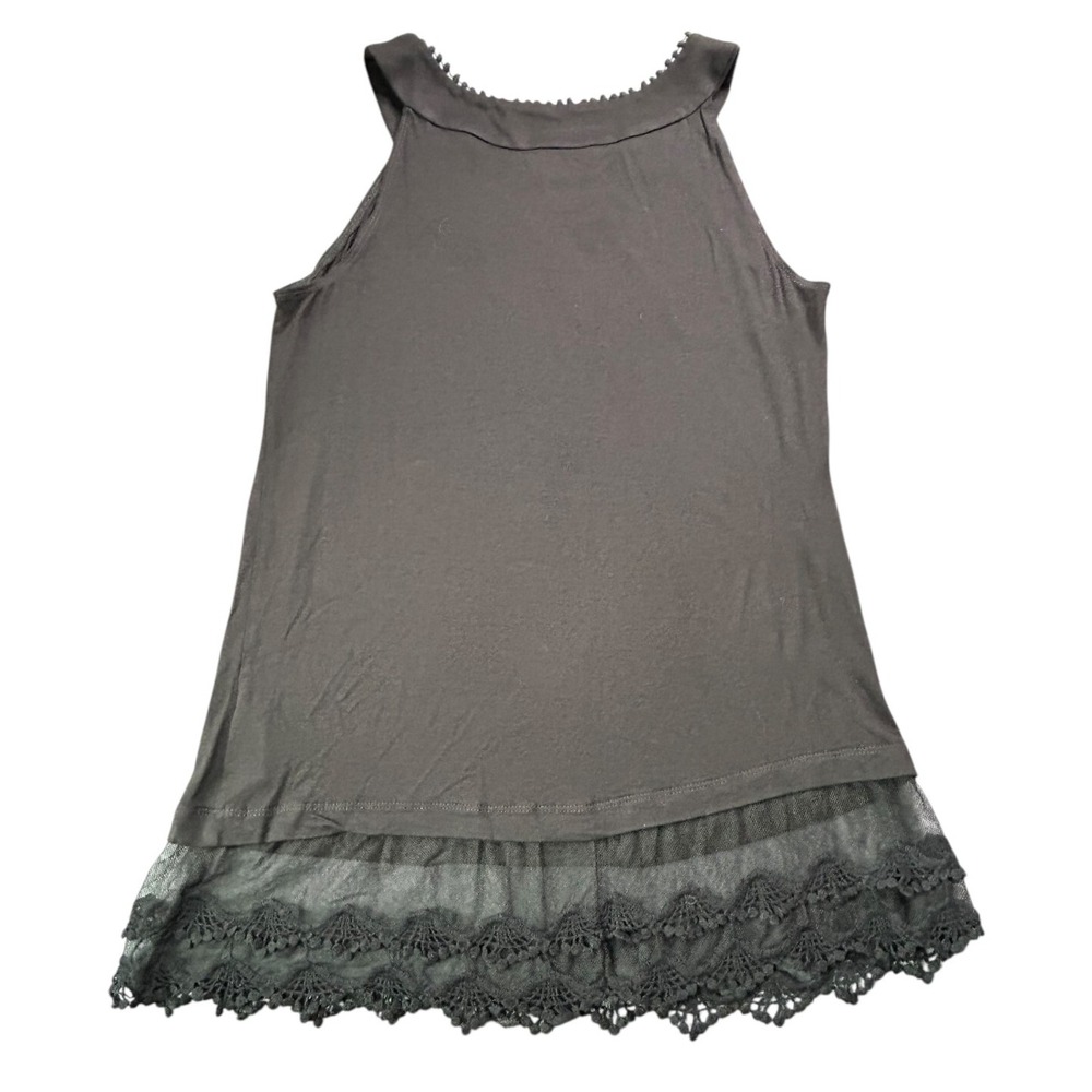 AB Studio Tank Top Womens Size S Black Lace Hem Stretch Wide Strap Lightweight - Picture 8 of 8